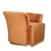 POLTRONA A FORMA DI SEMI CONCHIGLIA  COLOR RUGGINE CHIARO SCHIENALE CON CUCITURE A ROMBO BASE ORO - 90X85X70 H CM