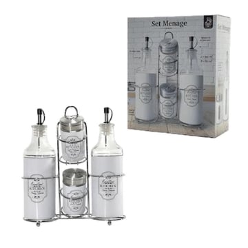 SET 4 SPARGITORI OLIERIA SALE PEPE E ACETO IN VETRO PER LA CUCINA COLORE BIANCO 27HX7,5X21 CM OKX