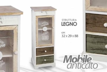 MOBILE VETRINETTA ANTICATO 32X29X88 CM LEGNO
