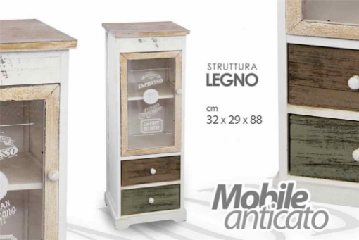MOBILE VETRINETTA ANTICATO 32X29X88 CM LEGNO