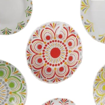 SERVIZIO PIATTI 12 PEZZI PORTOFINO COLORE E DECORI VARI 6 PIATTI PIANI 6 FONDI OKX