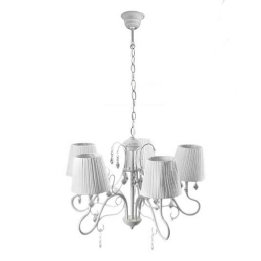 PERLA PLISSE LAMPADARIO PENDENTE A 5 LUCI DA 60 COLORE BIANCO