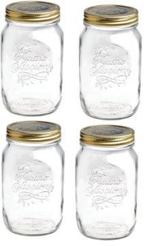 SET 4 BARATTOLI 1000 CC QUATTRO STAGIONI BORMIOLI PER CONSERVE CON TAPPI DA 86MM