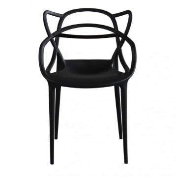 POLTRONA LILY IN POLIPROPENE DESIGN MODERNO FORMA SCHIENALE INTRECCIO COLORE NERO 54X53X83H CM OKX