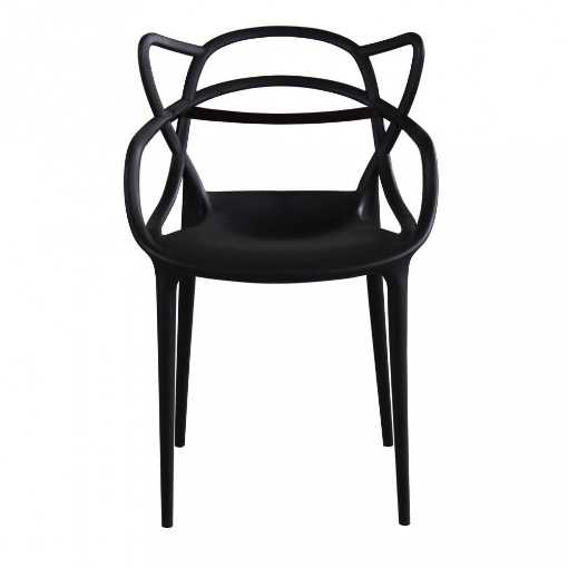 POLTRONA LILY IN POLIPROPENE DESIGN MODERNO FORMA SCHIENALE INTRECCIO COLORE NERO 54X53X83H CM OKX