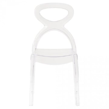 SEDIA PIGALLE IN POLICARBONATO CON SCHIENALE A FORMA DI ANELLO ELEGANTE COLORE TRASPARENTE 46,5X53X90H CM OKX