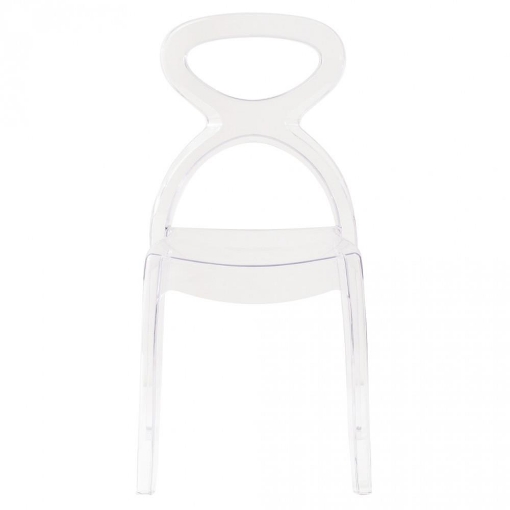 SEDIA PIGALLE IN POLICARBONATO CON SCHIENALE A FORMA DI ANELLO ELEGANTE COLORE TRASPARENTE 46,5X53X90H CM OKX