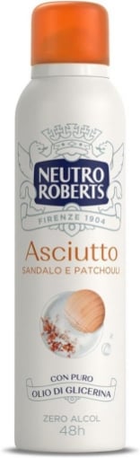 NEUTRO ROBERTS DEODORANTE SPRAY CON PURO OLIO DI GLICERINA ZERO ALCOL 48H DI PROTEZIONE ASCIUTTO CON SANDALO E PATCHOULI 150 ML OKX 