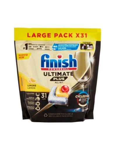 FINISH POWERBALL ULTIMATE PLUS PULIZIA INTENSA PER LAVASTOVIGLIE BRILLANTEZZA ECCEZIONALE FRAGRANZA LIMONE 31 CAPSULE OKX