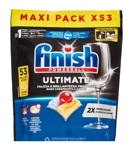 FINISH POWERBALL ULTIMATE PULIZA E BRILLANTEZZA PROFONDA PER LAVASTOVIGLIE FRAGRANZA LIMONE 53 CAPSULE OKX