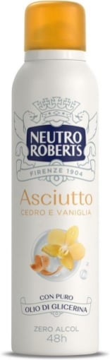 NEUTRO ROBERTS CON PURO OLIO DI GLICERINA ZERO ALCOL 48H DI PROTEZIONE ASCIUTTO CON CEDRO E VANIGLIA 150 ML OKX