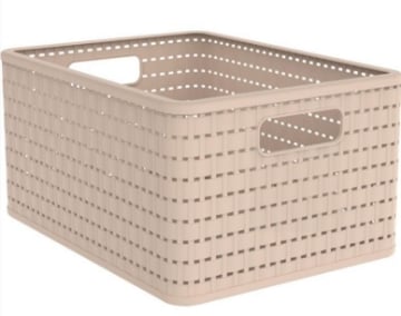 ROTHO CESTA COUNTRY IN PLASTICA INTRECCIATO CON FORI PER MANIGLIE MULTIUSO SALVASPAZIO COLORE BEIGE 18LT 37X28HX18 CM OKX