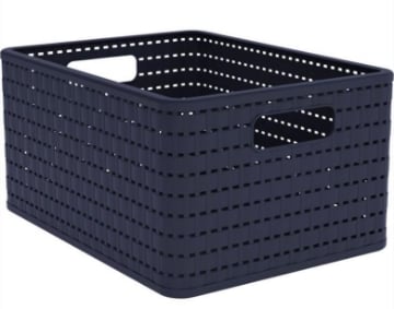 ROTHO CESTA COUNTRY MIDNIGHT BLUE IN PLASTICA INTRECCIATO CON FORI PER MANIGLIE MULTIUSO SALVASPAZIO COLORE BLU 18LT 37X28HX18 CM OKX