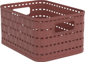 ROTHO CESTA COUNTRY IRON RED IN PLASTICA INTRECCIATO CON FORI PER MANIGLIE MULTIUSO SALVASPAZIO COLORE MARRONE 2 LT 180X14HX10 CM OKX
