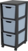ROTHO CASSETTIERA TORRE CON ROTELLE DA ASSEMBLARE CAPACITÀ DI CARICO FINO 30 KG 3 CASSETTI IN PLASTICA COLORE BLU 80HX37X30 CM OKX
