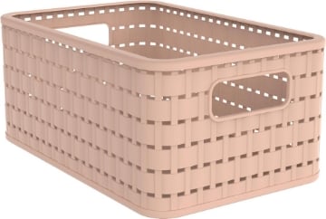 ROTHO CESTA COUNTRY MEADOW ROSE IN PLASTICA INTRECCIATO CON FORI PER MANIGLIE MULTIUSO SALVASPAZIO COLORE BEIGE  6 LT 28X13HX10 CM OKX 
