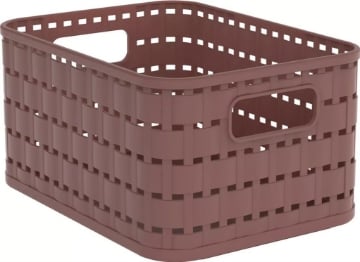 ROTHO CESTA COUNTRY MEADOW ROSE IN PLASTICA INTRECCIATO CON FORI PER MANIGLIE MULTIUSO SALVASPAZIO COLORE MARRONE 2 LT 180X14HX10 CM OKX