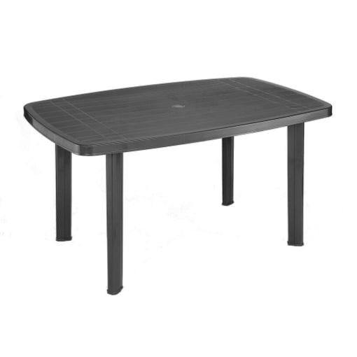 TAVOLO FARO FORMA OVALE PER INTERNI ED ESTERNI IN POLIPROPILENE COLORE ANTRACITE 137X85X72 CM OKX
