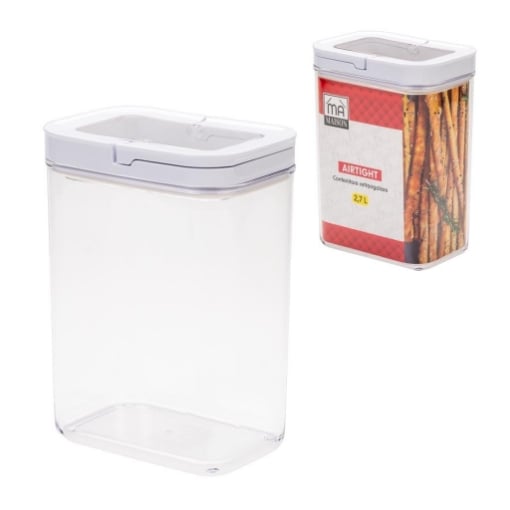 MA MAISON CHIUSURA AIR TIGHT CONTENITORE RETTANGOLARE TRASPARENTE CON TAPPO BIANCO APRIBILE PARZIALMENTE 2,7 LT OKX