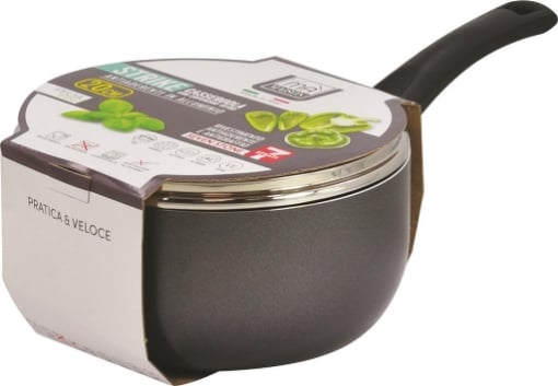 CASSERUOLA STRIKE ANTIGRAFFIO ANTIADERENTE IN ALLUMINIO PER CUCINA PRATICA E VELOCE COPERCHIO IN VETRO 20 CM OKX 