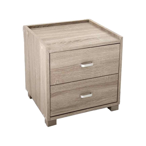 COMODINO 2 CASSETTI DESIGN MODERNO 43X40X43,5CM COLORE ROVERE