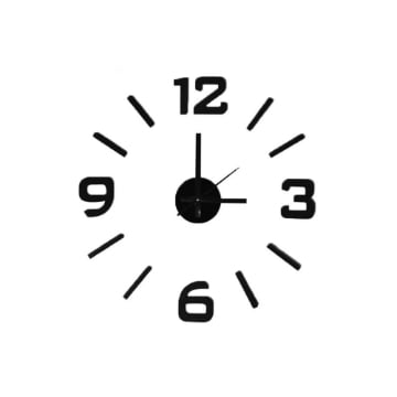 OROLOGIO ADESIVO BASSO RILIEVO 50CM NERO ANALOGICO SILENZIOSO DESIGN ARREDO
