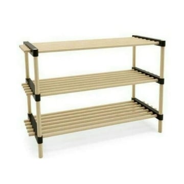 SCAFFALE MODULARE IN LEGNO RETTANGOLARE CON 3 RIPIANI 76 X 28 X H50 CM