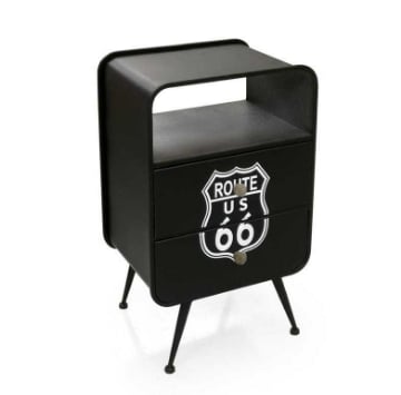 MOBILE CON 2 CASSETTI IN METALLO  NERO 40X30X64 CM