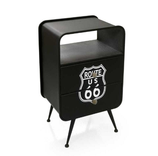 MOBILE CON 2 CASSETTI IN METALLO  NERO 40X30X64 CM