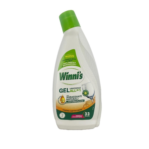 WINNI'S GEL LAVASTOVIGLIE CON SGRASSANTI NATURALI CONTRO I CATTIVI ODORI FORMULA CONCENTRATA CON ACETO BIO 33 LAVAGGI 561 ML OKX