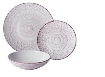 MAURY'S PRINCESS SERVIZIO DI PIATTI IN CERAMICA DA 18 PEZZI FONDO BIANCO