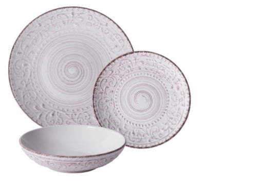 MAURY'S PRINCESS SERVIZIO DI PIATTI IN CERAMICA DA 18 PEZZI FONDO BIANCO