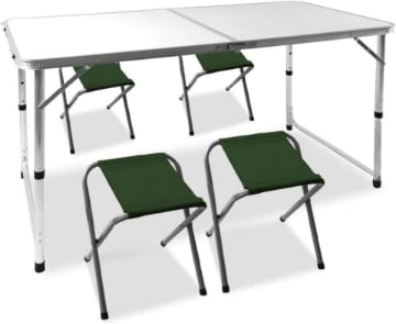 MAURY'S SET TAVOLO A VALIGETTA 120X60X70 CM CON 4 SGABELLI REGOLABILE 