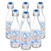 SET PORTA BOTTIGLIE COLORI ASSORTITI IN PLASTICA + 6 BOTTIGLIE IN VETRO DA 1 LT