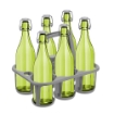 SET PORTA BOTTIGLIE IN PLASTICA + 6 BOTTIGLIE IN VETRO DA 1 LT