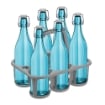 SET PORTA BOTTIGLIE IN PLASTICA + 6 BOTTIGLIE IN VETRO DA 1 LT