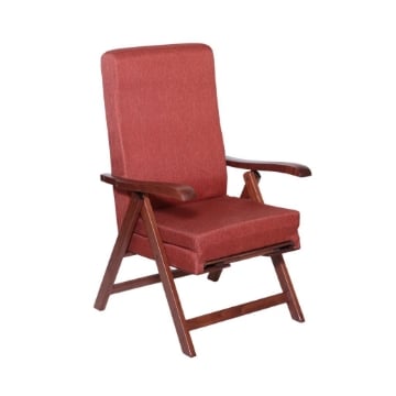 POLTRONA LOSANGELES NOCE ARANCIO IN FAGGIO CON IMBOTTITURA POGGIATA SU CINGHIE SCHIENALE REGOLABILE 4 POSIZIONI CON POGGIAPIEDI A SCOMPARSA  OKX