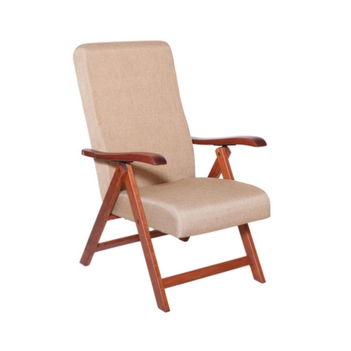 POLTRONA MIAMI CILIEGIO BEIGE IN FAGGIO CON IMBOTTITURA POGGIATA SU CINGHIE SCHIENALE REGOLABILE 4 POSIZIONI OKX