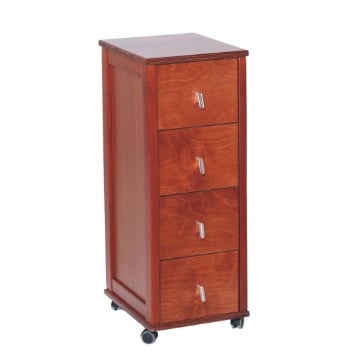 CASSETTIERA POKERINO CILIEGIO IN FAGGIO BASE INFERIORE MULTISTRATO DI BETULLA 4 CASSETTI RUOTE IN PLASTICA GOMMATA OKX