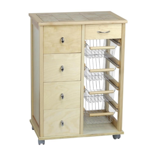 CASSETTIERA POKERINO+SALVASPAZIO NATURALE IN FAGGIO BASE INFERIORE MULTISTRATO DI BETULLA 5 CASSETTI PIANO MATTONELLE IN CERAMICA OKX