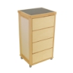 CASSETTIERA PRESTIGE NATURALE IN FAGGIO MASSELLO 4 CASSETTI CON GUIDE METALLICHE TOP IN CERAMICA RUOTE IN PLASTICA GOMMATA PIROETTANTI OKX