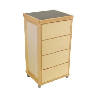 CASSETTIERA PRESTIGE NATURALE IN FAGGIO MASSELLO 4 CASSETTI CON GUIDE METALLICHE TOP IN CERAMICA RUOTE IN PLASTICA GOMMATA PIROETTANTI OKX