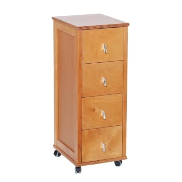 CASSETTIERA POKERINO ROVERE IN FAGGIO BASE INFERIORE MULTISTRATO DI BETULLA 4 CASSETTI RUOTE IN PLASTICA GOMMATA OKX