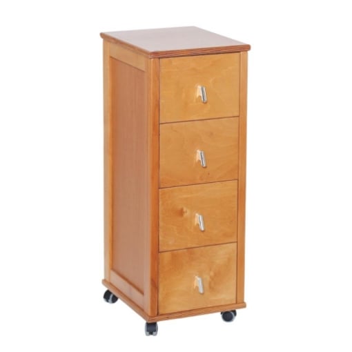 CASSETTIERA POKERINO ROVERE IN FAGGIO BASE INFERIORE MULTISTRATO DI BETULLA 4 CASSETTI RUOTE IN PLASTICA GOMMATA OKX
