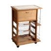 CARRELLO VESUVIO PORTAPANE+PORTABOTTIGLIE ROVERE IN FAGGIO BASE INFERIORE MULTISTRATO DI BETULLA 1 CASSETTO 3 CESTELLI PIANO MATTONELLE IN CERAMICA OKX