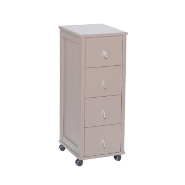 VESUVIO CASSETTIERA POKERINO COLORE TORTORA IN FAGGIO BASE INFERIORE DI BETULLA 4 CASSETTI PIANO MATTONELLE IN CERAMICA 84X29X39 CM OKX