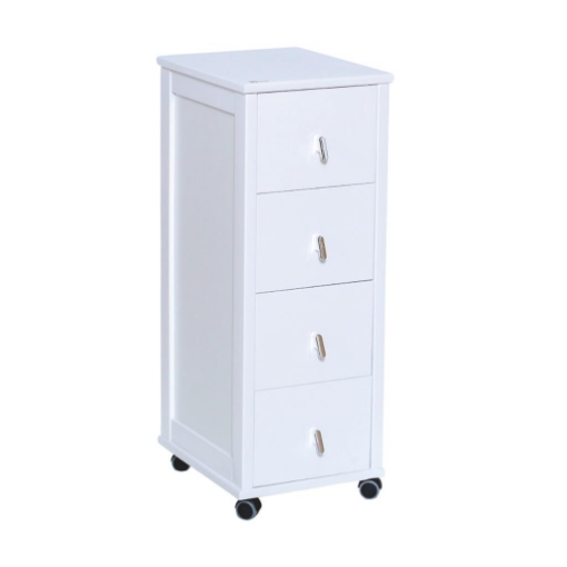 VESUVIO CASSETTIERA POKERINO COLORE BIANCO IN FAGGIO BASE INFERIORE DI BETULLA 4 CASSETTI PIANO MATTONELLE IN CERAMICA 84X29X39 CM