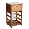 CARRELLO VESUVIO PORTAPANE ROVERE IN FAGGIO BASE INFERIORE MULTISTRATO DI BETULLA 1 CASSETTO 3 CESTELLI PIANO MATTONELLE IN CERAMICA OKX 