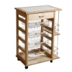 CARRELLO VESUVIO CON CASSETTO+PORTABOTTIGLIE NATURALEIN FAGGIO E BASE INFERIORE MULTISTRATO DI BETULLA 1 CASSETTO 4 CESTELLI OKX