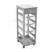 CARRELLO VESUVIO SALVASPAZIO CON PIANO IN LEGNO ROVERE REALIZZATO INTERAMENTE IN FAGGIO 1 CASSETTO 4 CESTELLI RUOTE IN PLASTICA GOMMATA OKX 